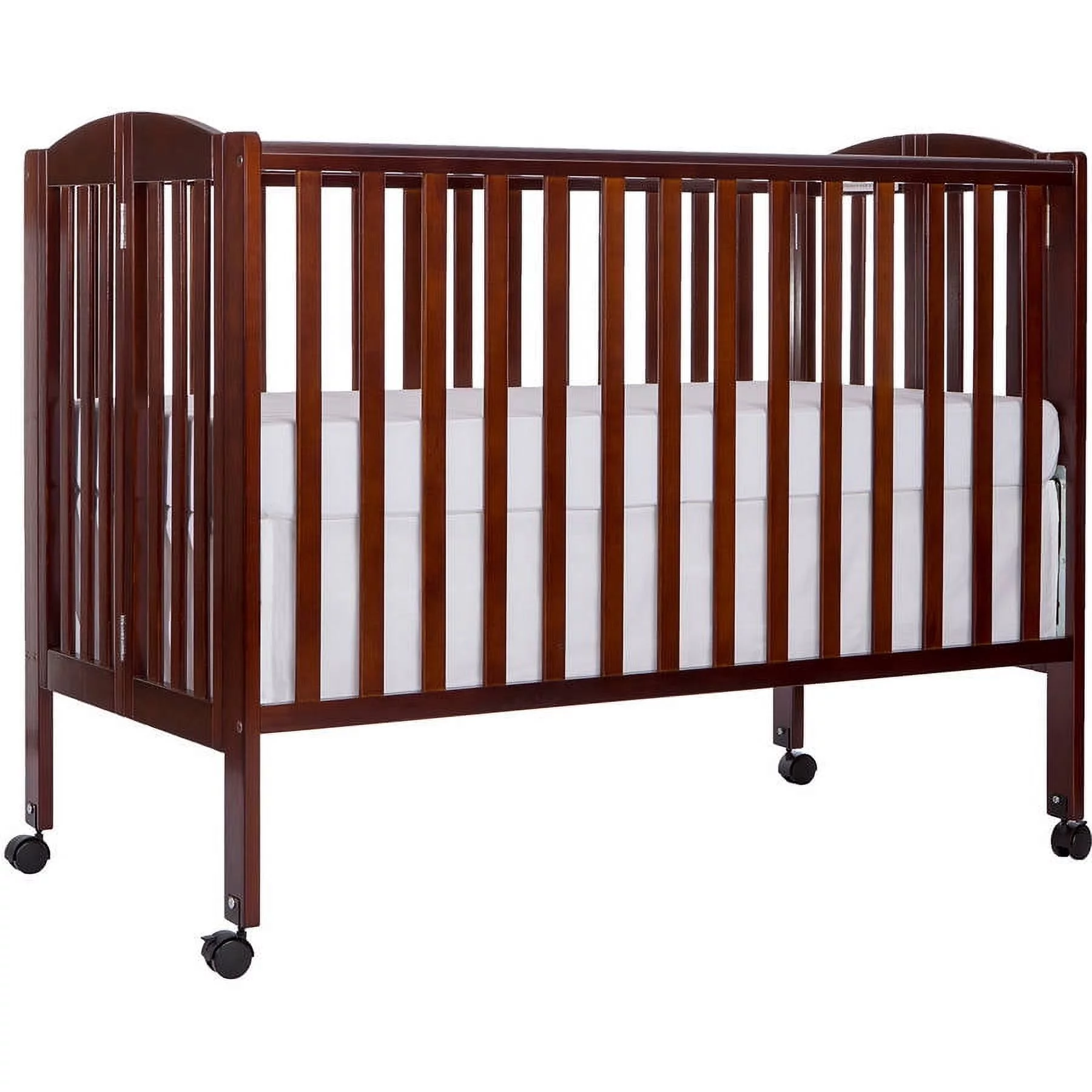 Dream On Me Full Size 2-in-1 Folding Stationary Side Crib, Locking Wheels, Espresso