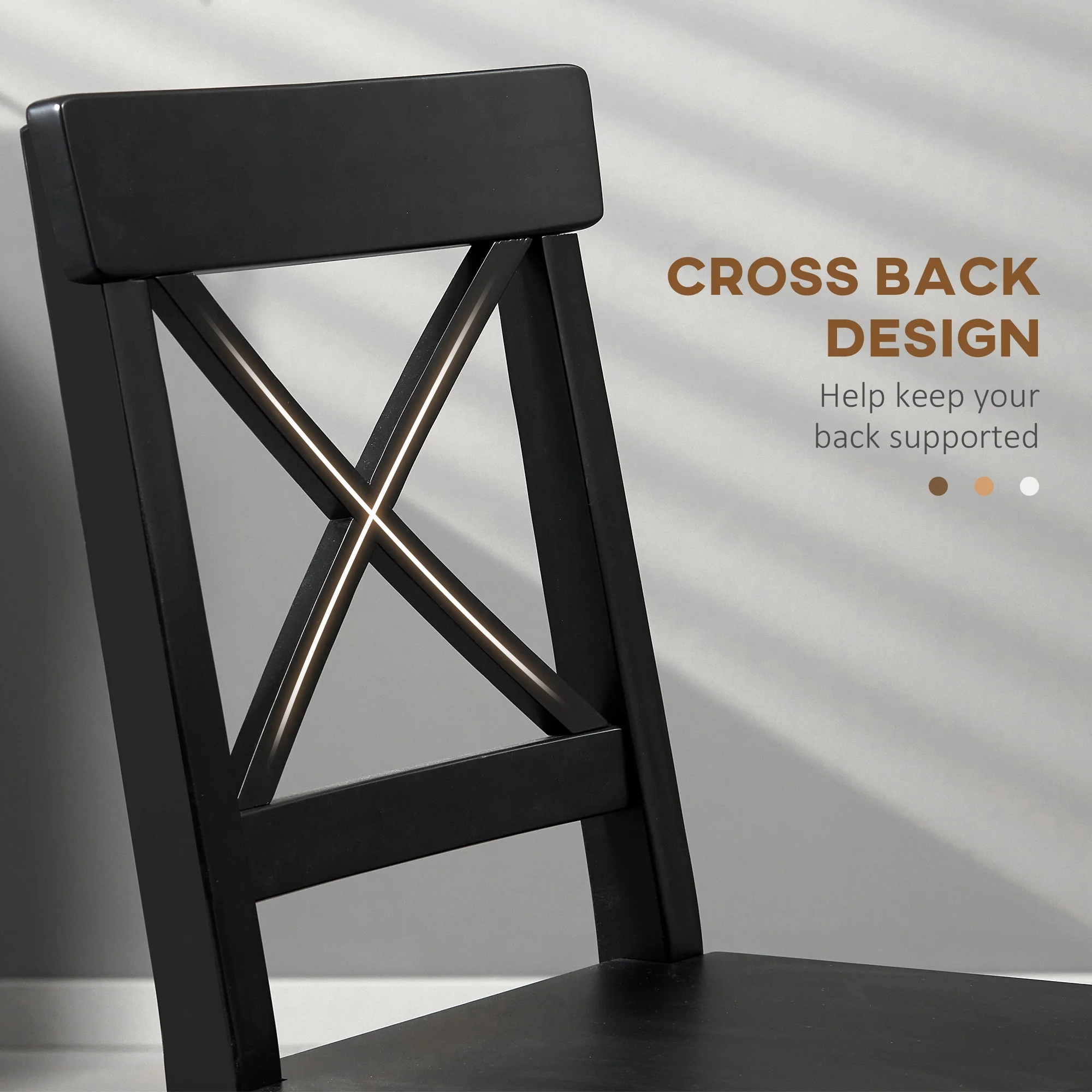 HOMCOM Wooden Farmhouse Dining Chairs Set of 4 with Cross Back, Black
