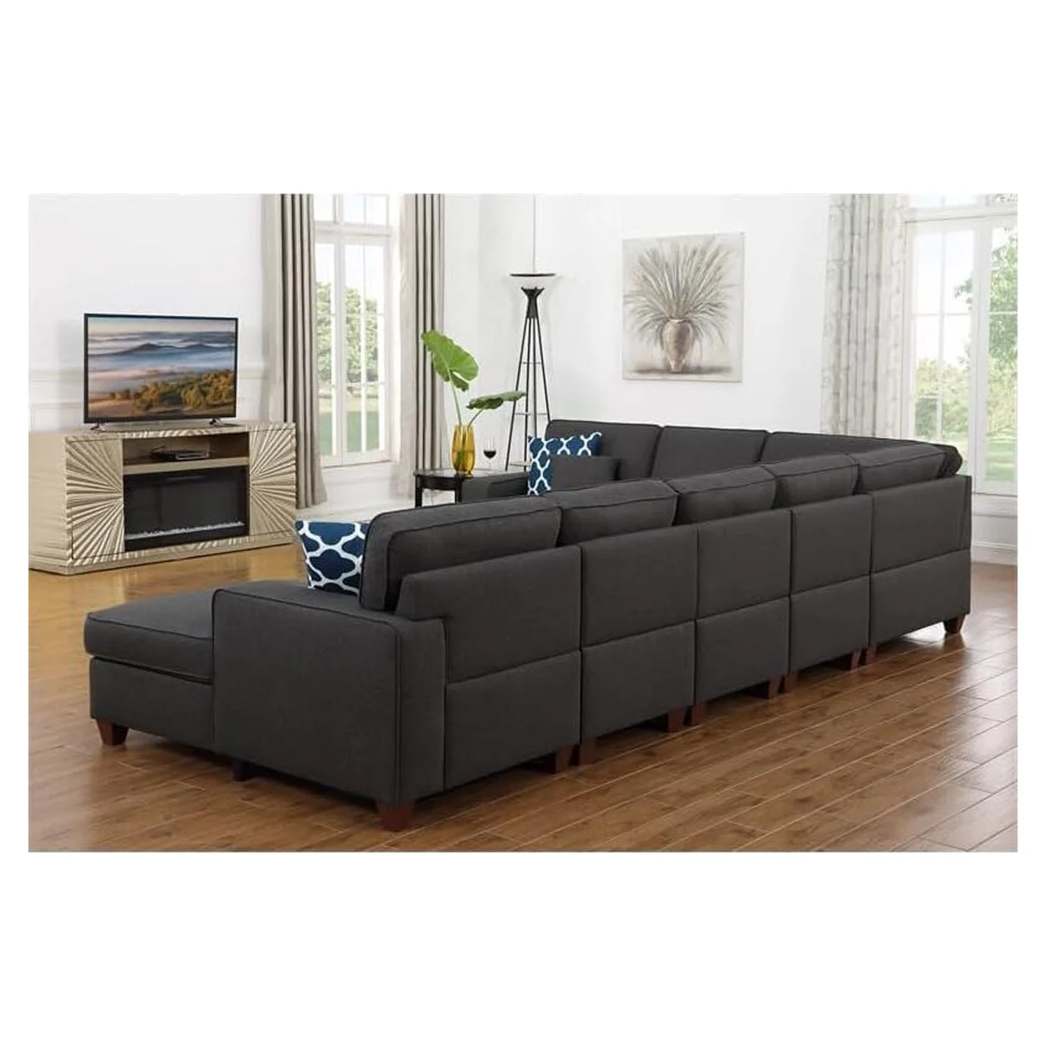 HomeStock Handcrafted Haven 8-Piece Upholstered Modern Fabric Sectional In Dark Gray