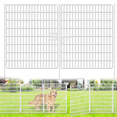 15 Panels No Dig Fence with Gate, 32 in(H) X 36 ft(L) Garden Decorative Fence Animal Barrier for Dogs