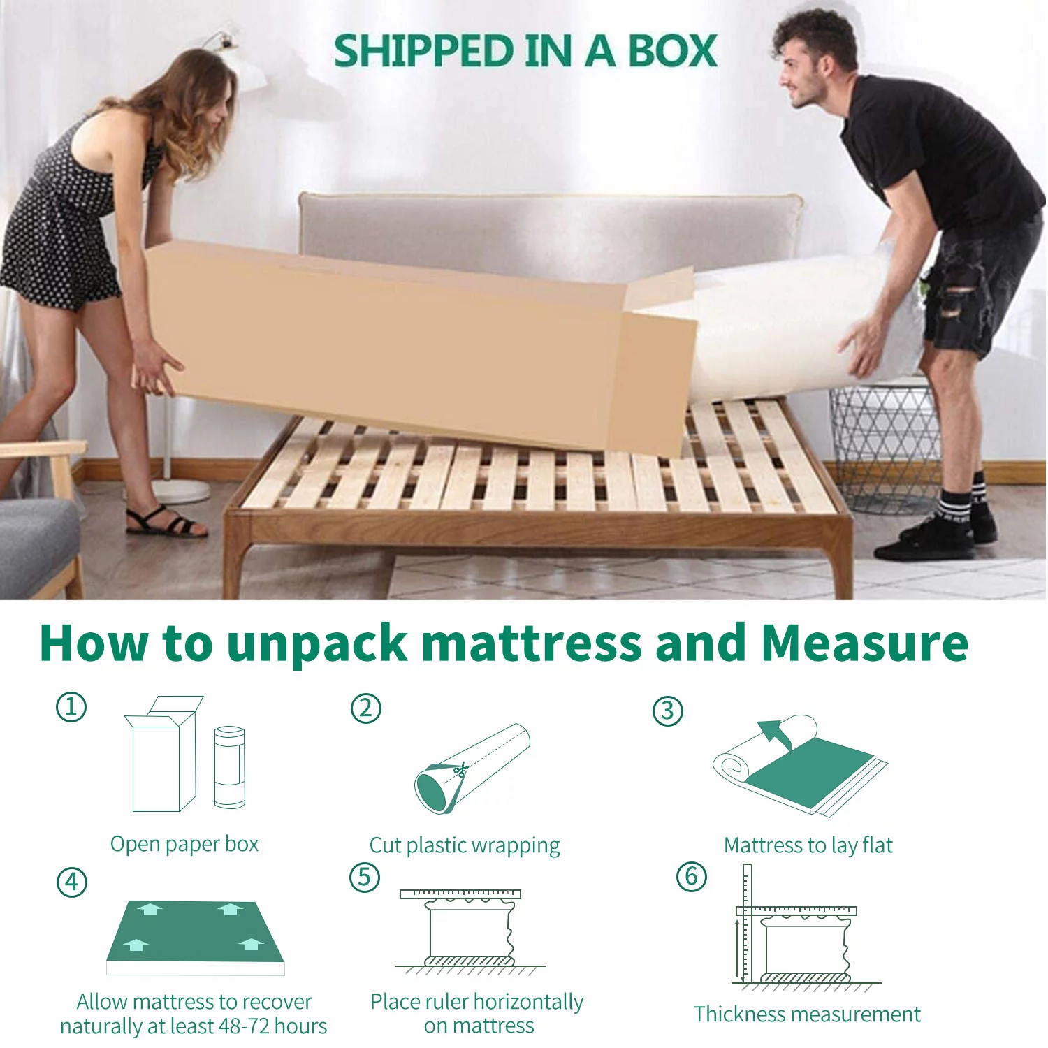 12 inch Gel Memory Foam Mattress Twin Size in a Box with Detachable Cover Medium Firm Bed Mattresses - Curated Treasures Market