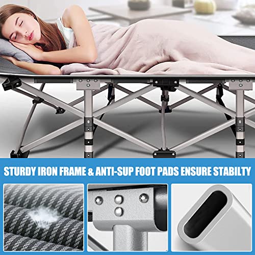 DoCred Folding Camping Cot with Mattress, 2 Pack Heavy Duty Folding Cot for Adults, Portable Sleeping Cot Bed Adults Outdoor Bed with Carry Bag