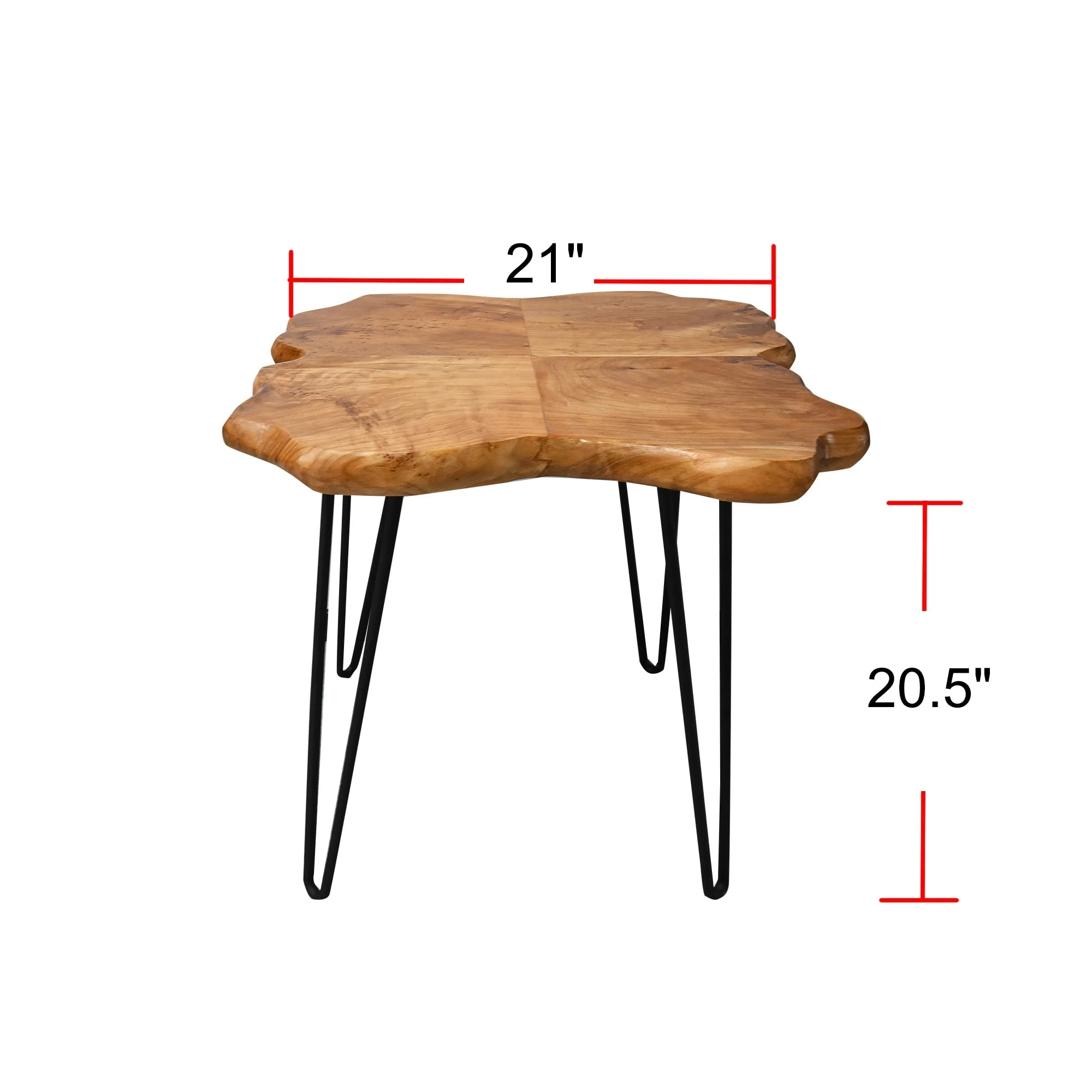 Greenage Live Edge Wood Coffee Table 4 Panels Table with Hairpin Legs Natural 21''