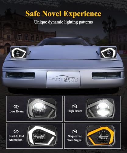 Partsam 2025 H6054 LED Headlights 7x6 5x7 Headlamp Hi/Low Sealed Beam Lights [DOT] [Start & End Animation] [Anti-glare] [DRL] [Sequential Turn