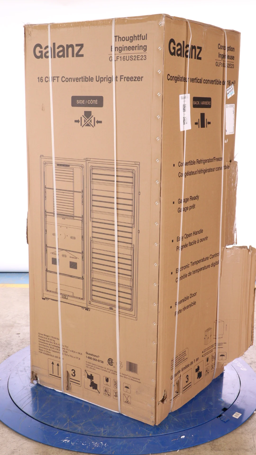 GALANZ 28 IN. 16 CU.FT. STAINLESS STEEL CONVERTIBLE UPRIGHT FREEZER OR REFRIGERATOR - GLF16US2E23