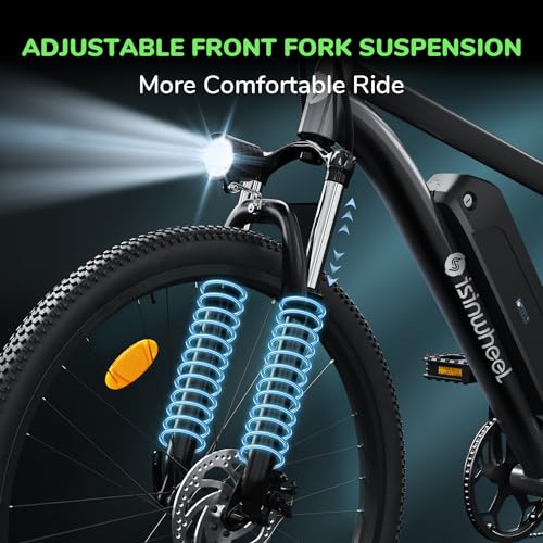 isinwheel M10 Electric Bike Adult 500W, 26" Commuting Electric Mountain Bike 20MPH Max Range 55+ Miles, Professional 35-Speed, Removable Battery