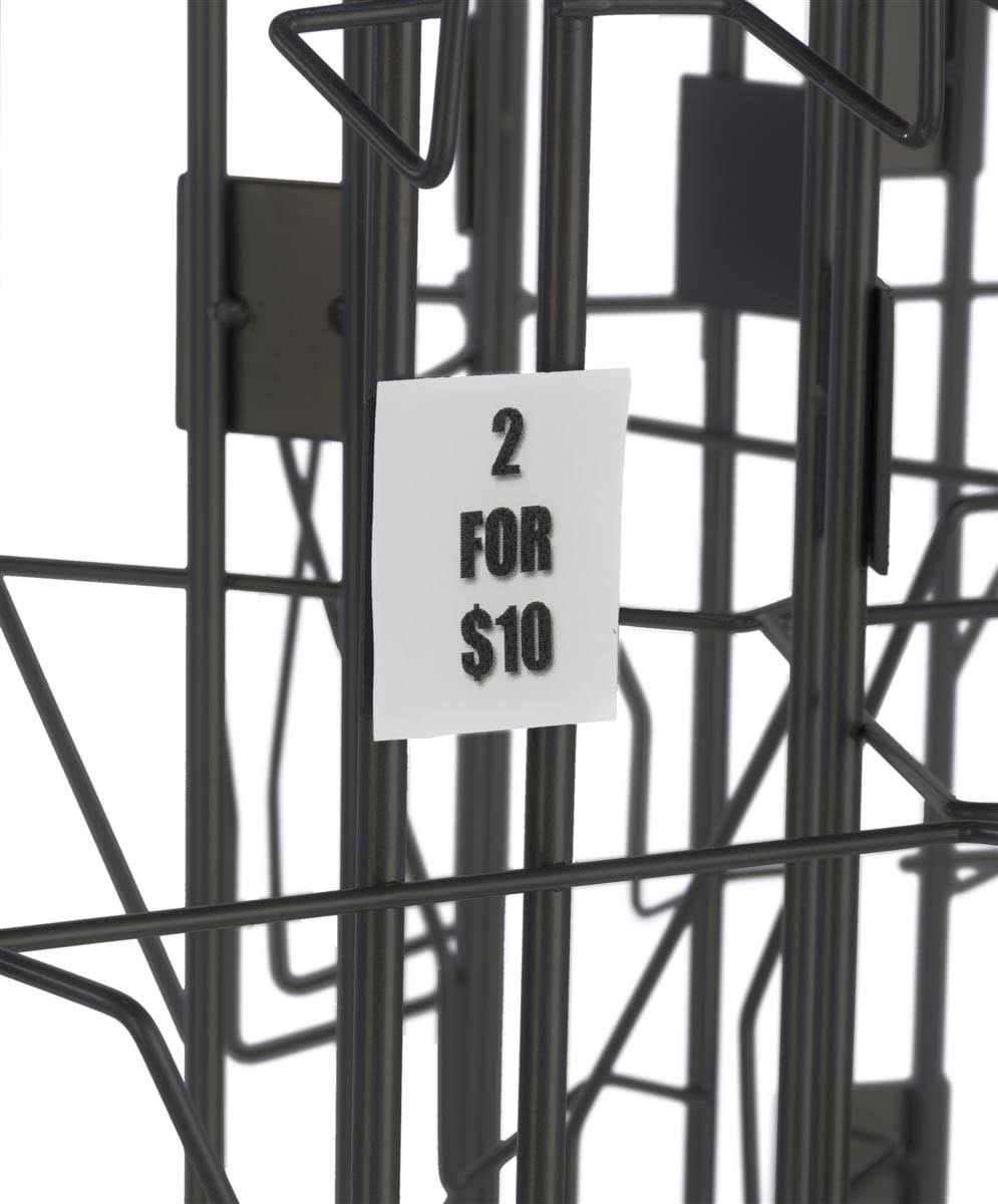 Displays2go Floor Standing Card Rack, Tiered Design, Steel Wire, Melamine, MDF Black Finish (swr199pbk)