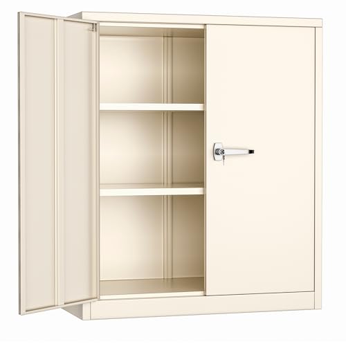 Greenvelly Metal Storage Cabinet, 72" Black Locking Storage Cabinets with Doors and 4 Shelves, Metal Cabinet for Garage Home Office, Classroom