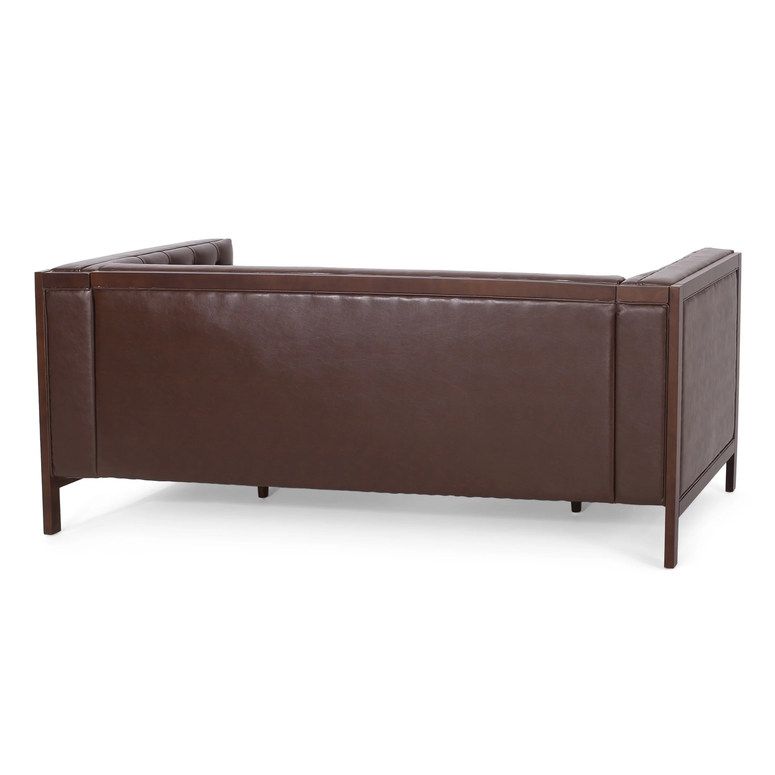 Noble House Tamarisk Sofa, Dark Brown and Espresso Faux Leather