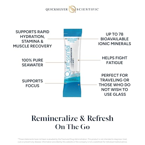 Quicksilver Scientific Quintessential 3.3 Sachets - Hypertonic Solution - Filtered Sea Water Hydration Packets and Quintessential 0.9 Sachets