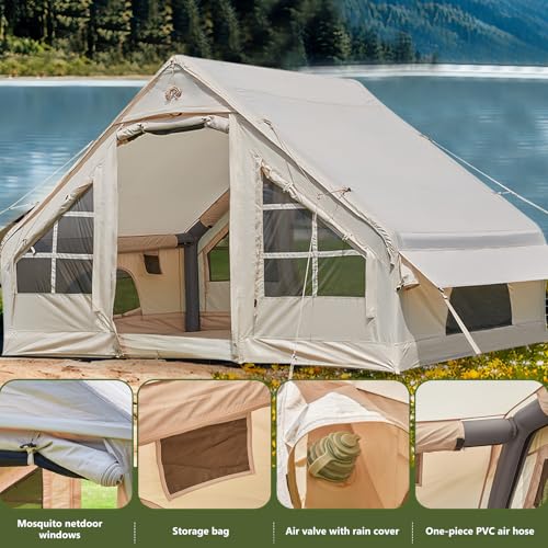 SHANQUAN Inflatable Tent with Pump,4-6 Person Instant Glamping Camping Tents House