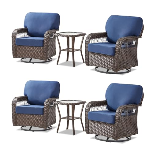 7 Pieces Outdoor Furniture Set with Swivel Chairs