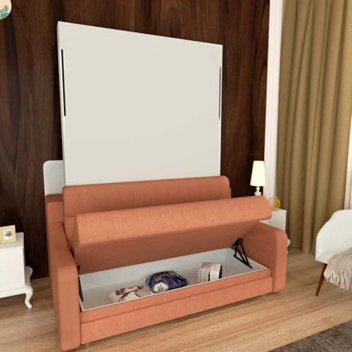 Ball & Cast Queen Size Murphy Bed Hideaway Wall Chest with Top Shelves & USB,Storage Cabinet Bed Frame w/Slat Support