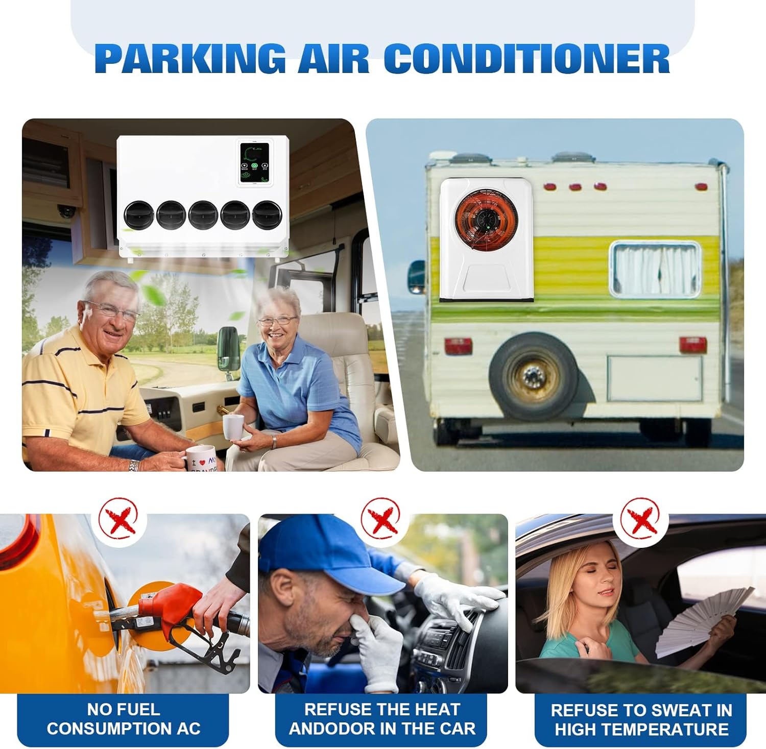 Truck Air Conditioner Set For RV Caravan Truck Tractor Universal 12V DC Parking Air Conditioner (White)