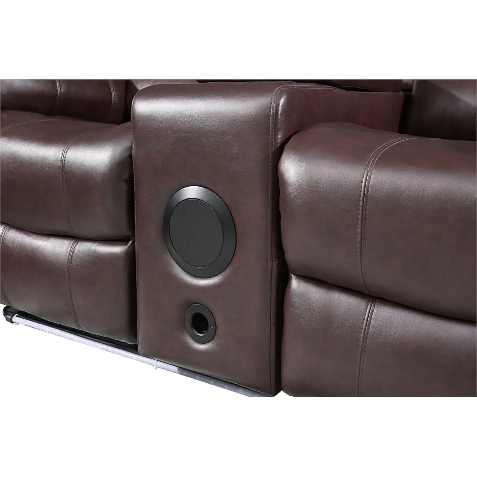 Donivi LED Faux Leather Reclining Sectional in Brown