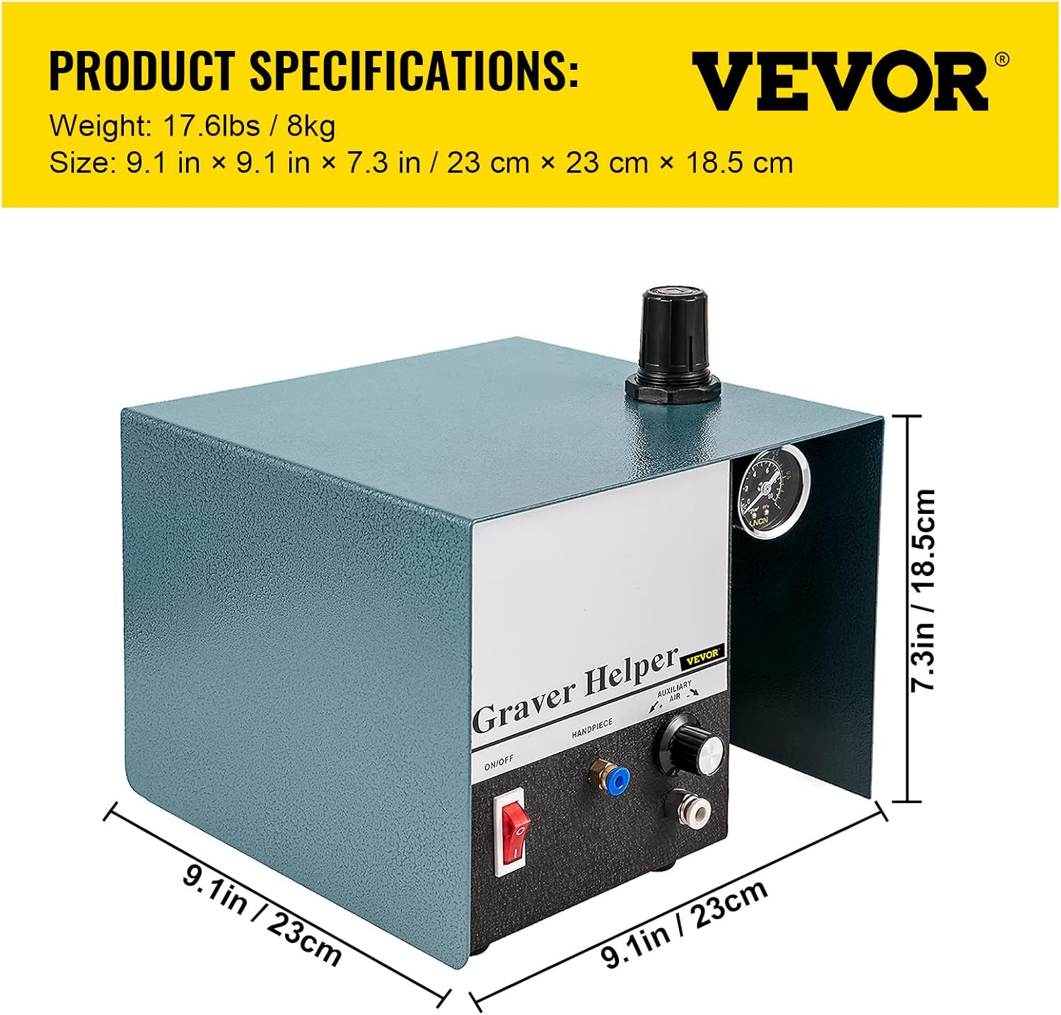 VEVOR Jewelry Pneumatic Engraving Machine 1400 RPM Adjustable Speed Pneumatic Hand Engraving Machines 60Hz 80W Pneumatic Graver Handpiece with