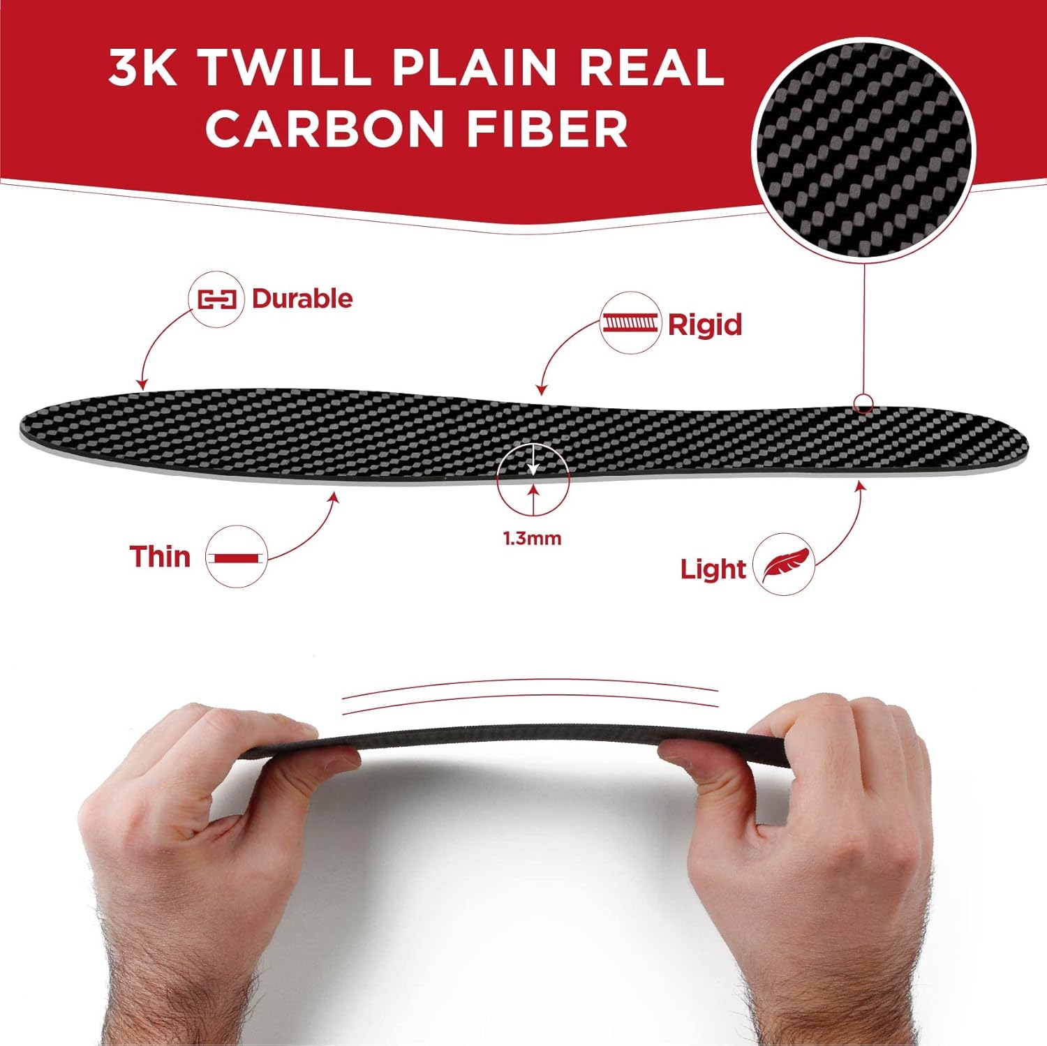 TEGA Carbon Fiber Insole (1 Pair) - for Turf Toe, Foot Fractures, Hallux Rigidus and Limitus - Rigid Shoe Insert for Sports, Hiking, Trekking