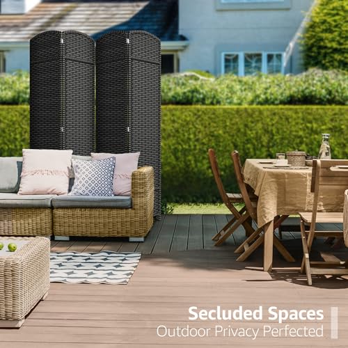 Sorbus 8-Panel Black Room Divider with Double Hinged Panels, 6 ft Tall Folding Privacy Screen