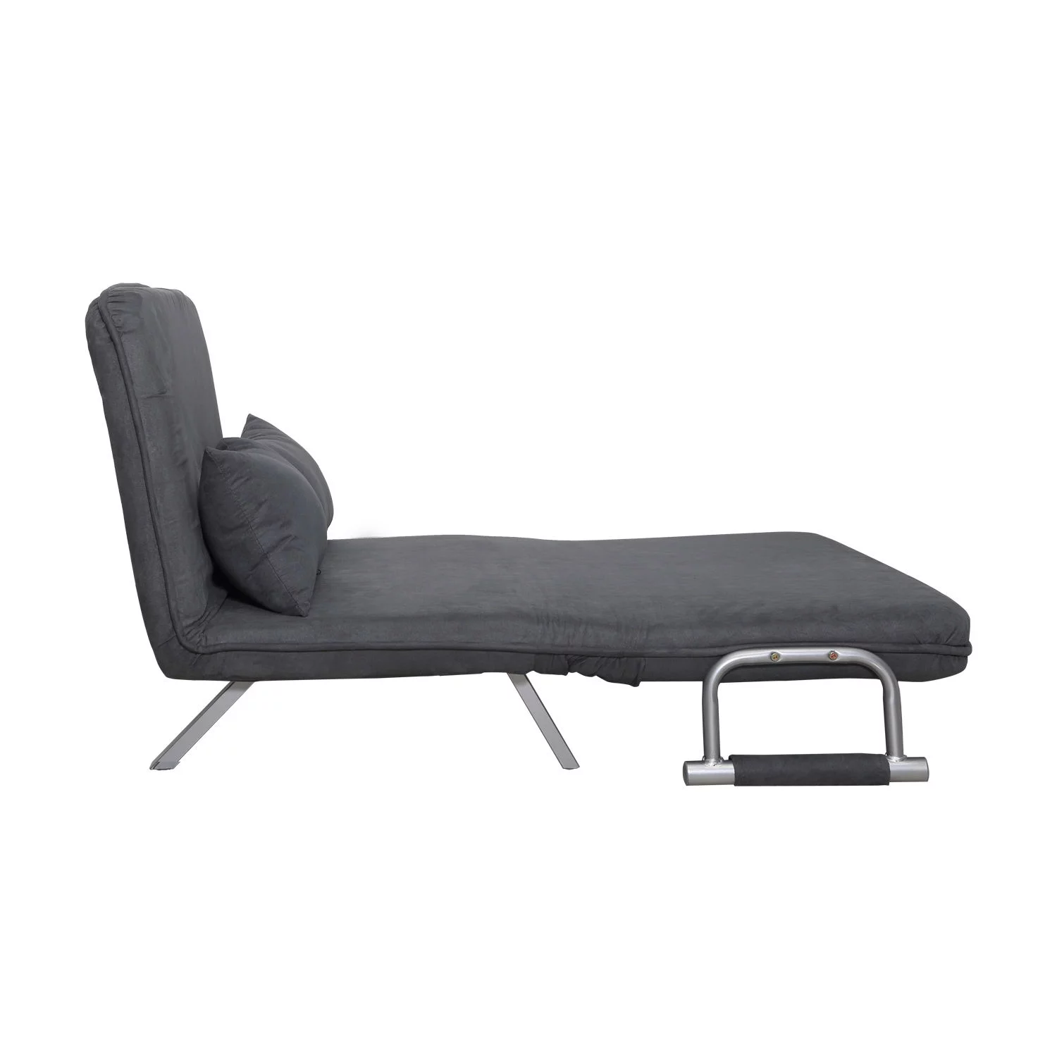 HomCom Small Sofa Couch Futon with Fold Up Bed and Adjustable Backrest, featuring Modern Design with Chic Suede, Grey