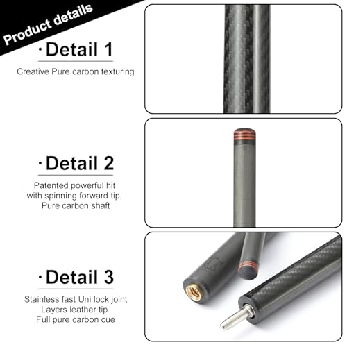 CROWN ME Carbon Fiber Break Pool Cue Stick 20OZ Weight, 13mm Tip Break Carbon Fiber cue, 58" Cue Stick