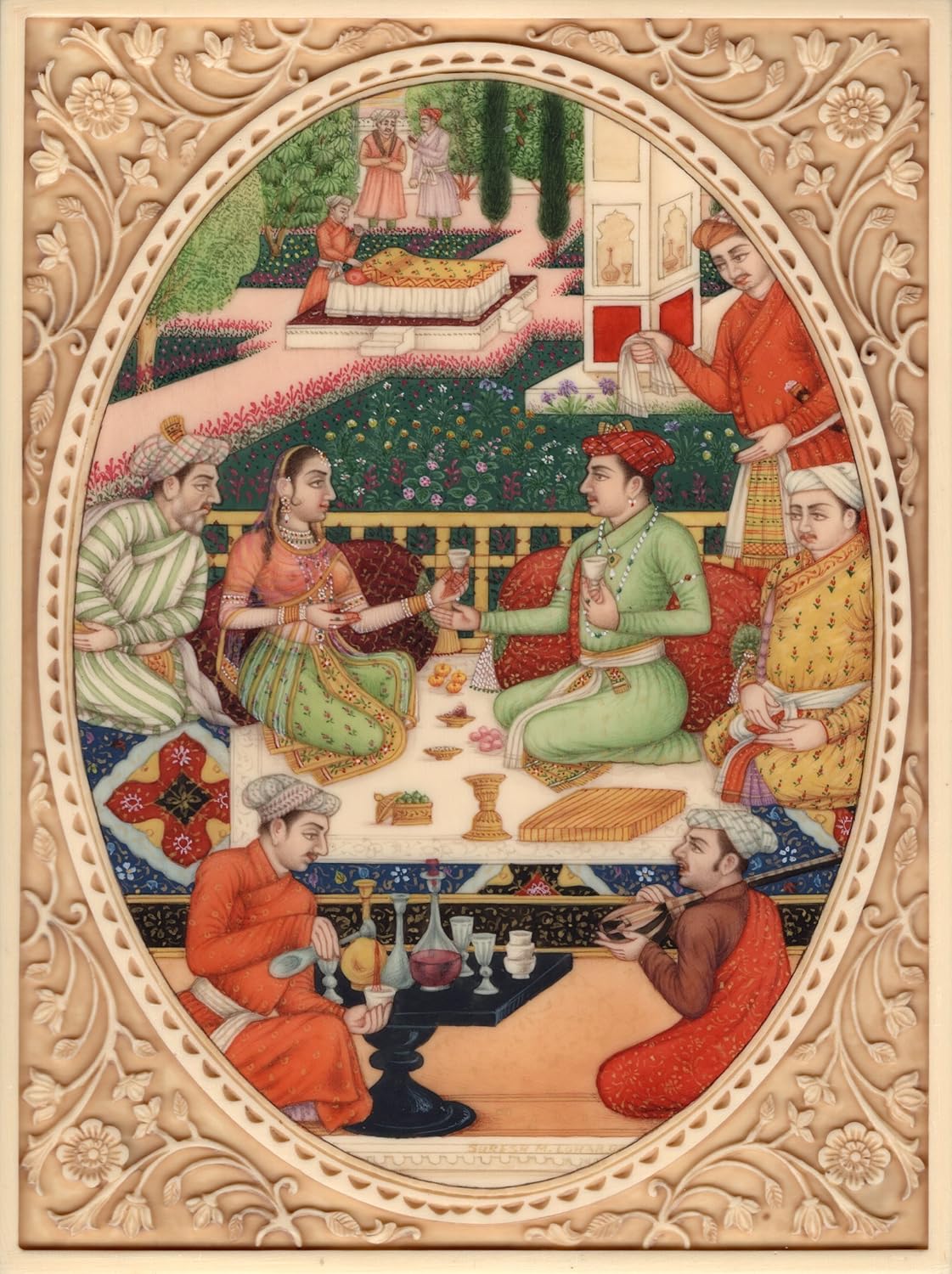 Indian Miniature Mughal Painting Handmade Dara Shikoh Mogul Dynasty Garden Art
