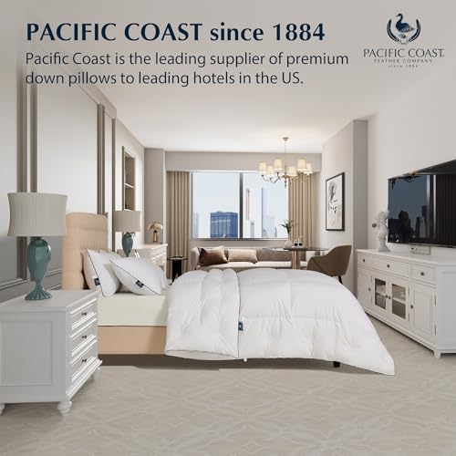 Pacific Coast Bed Pillows for Side and Back Sleepers, Feather and Down Hotel Pillows with 100% Cotton Shell, Medium Supportive, Downproof
