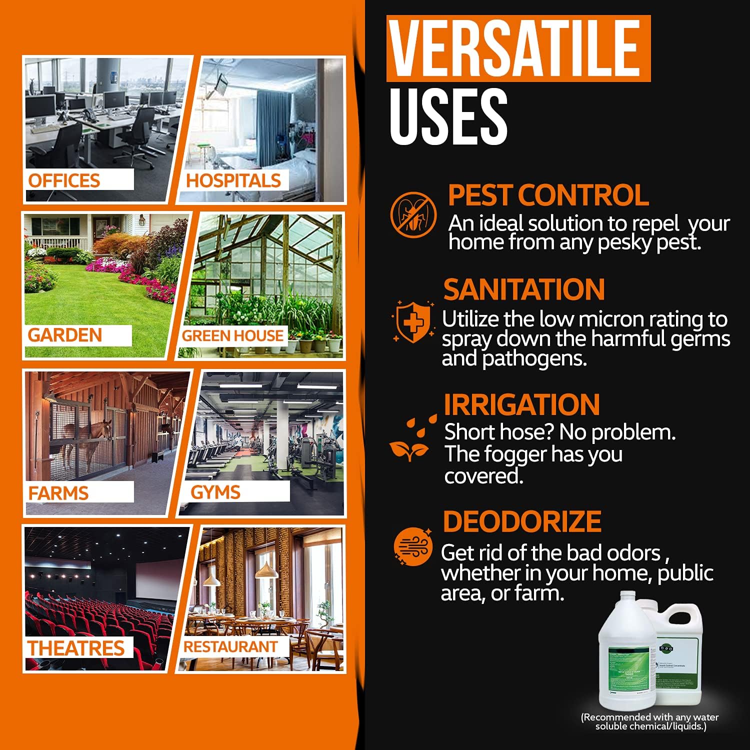 SuperHandy Electrostatic/ULV Fogger Sprayer, Side Carry LITE, 1.3Gal 5L, 48V Battery, for Lawn & Garden, Hydroponics, Disinfectant