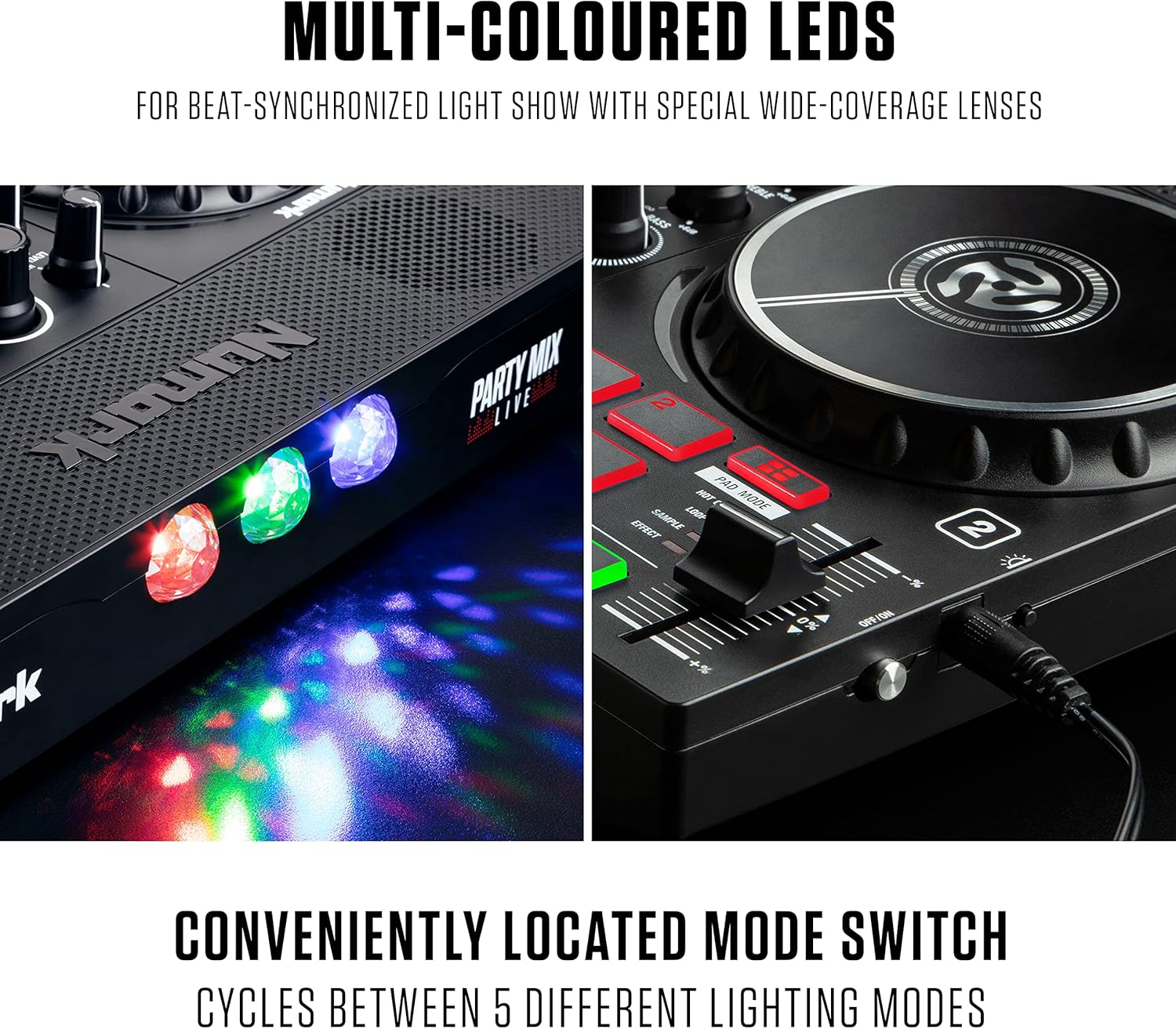 Numark Party Mix Live - DJ Controller with Built in Speakers, Party Lights and DJ Mixer