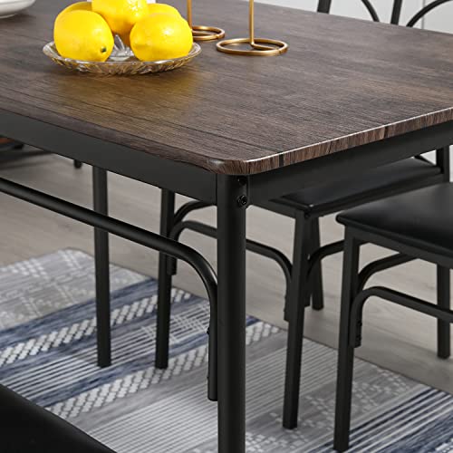 VECELO Kitchen Dining Room Table Set with 2 Chairs for Small Space, Apartment,Metal Steel Frame