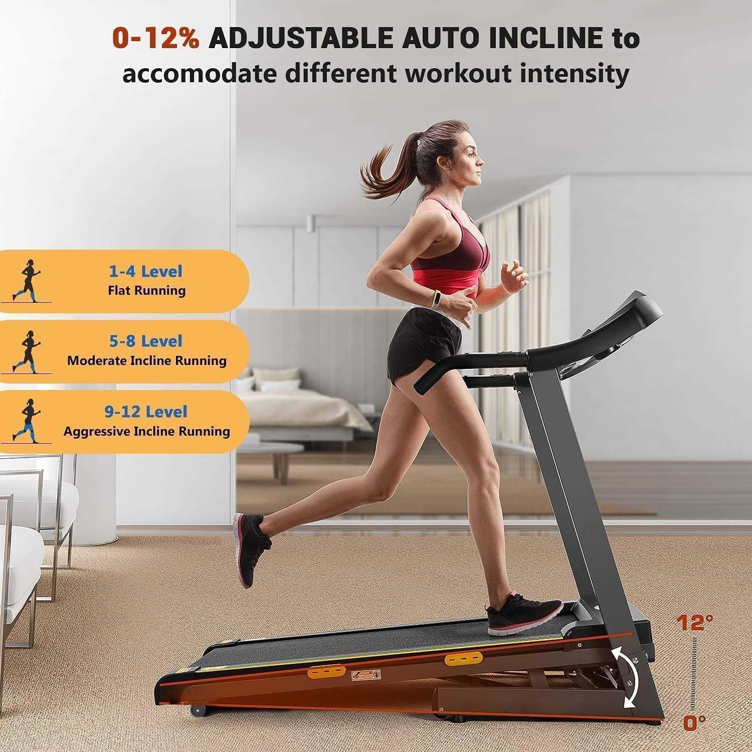Treadmill with Auto Incline Foldable Treadmill 17 Electric Treadmills 2.5HP/8.5MPH with 15 Training Programs 0-15% Auto Incline Large LCD Display