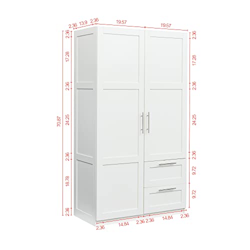 Kitchen Pantry Storage Cabinet, Tall Cabinet with 2 Doors and 2 Drawers, Freestanding Cupboard with Adjustable Shelves, Utility Pantry for Kitchen