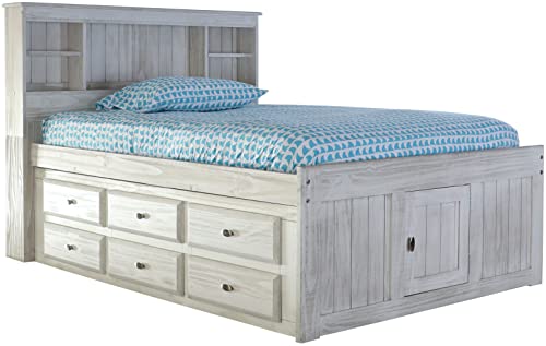 Discovery World Furniture White Full Bookcase Bed with 6 Drawers