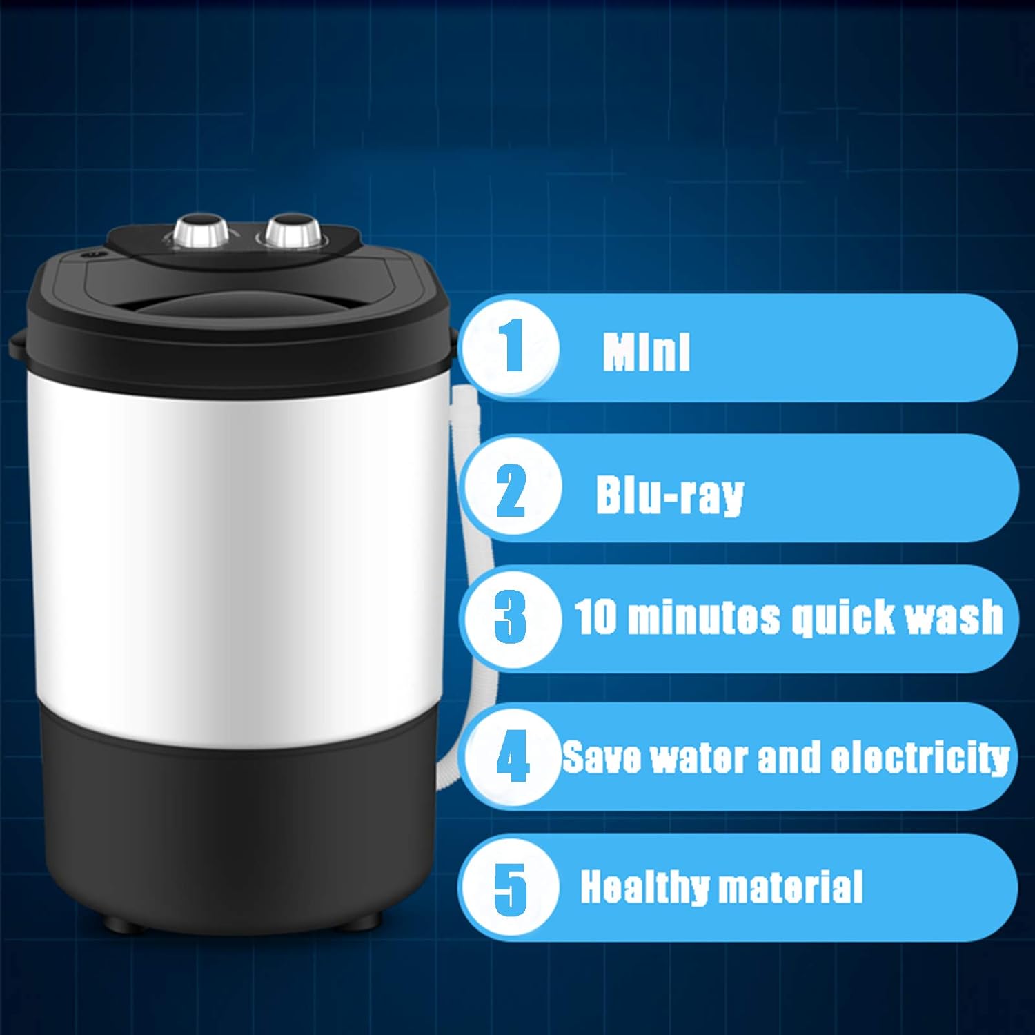 Portable Washers Mini Single Tub Washing Machine Washer,Camping Washing Machine, Mini Laundry, for 4.5 kg Laundry, Energy and Water Saving, Timer