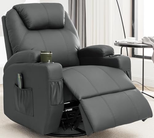 Recliner Chair, Rocking Chair with Massage and Heat, 360° Swivel Recliner Chairs for Adults