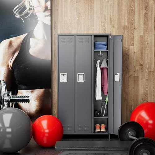 6 Door Metal Storage Locker 18 Hooks,Metal Locker for Employees with Lock for School Garage Office Gym Bedroom,Assembly Required