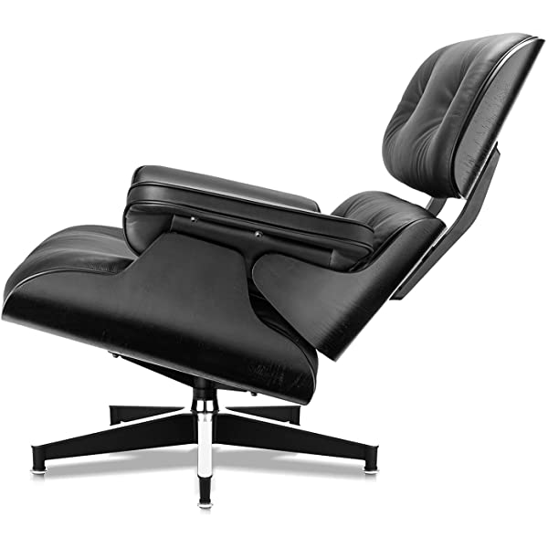 Mid Century Lounge Chair and Ottoman, Modern Chair Classic Design, Top Grain Leather Palisander Wood, Heavy Duty Base Support for Living Room, Study