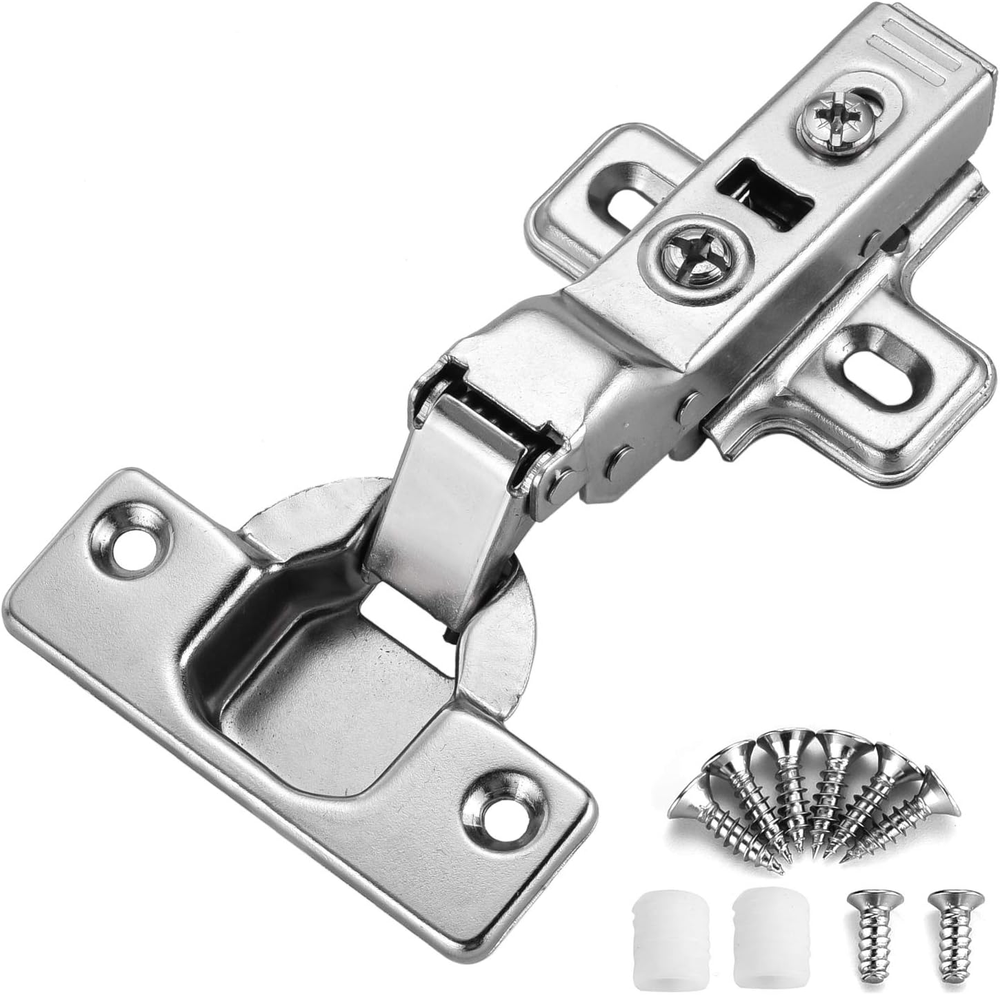 KIMDOT 40PCS Full Overlay Frameless Cabinet Hinges Soft Close Clip on Plate Quick Detach European Hinge