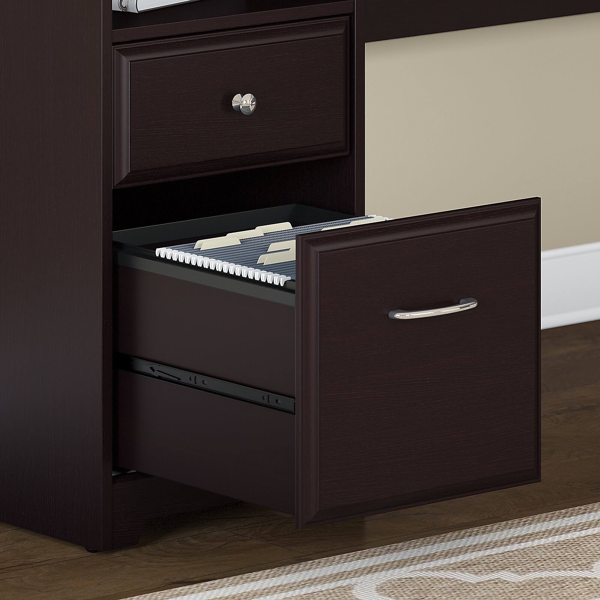 Bush Furniture Cabot 72W L Shaped Computer Desk with Hutch and Drawers, Espresso Oak (CAB053EPO)