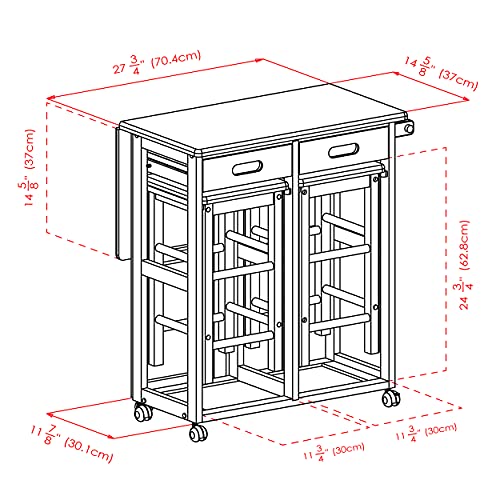 Winsome Suzanne Space Saver Set, for Kitchen, 33", Coffee
