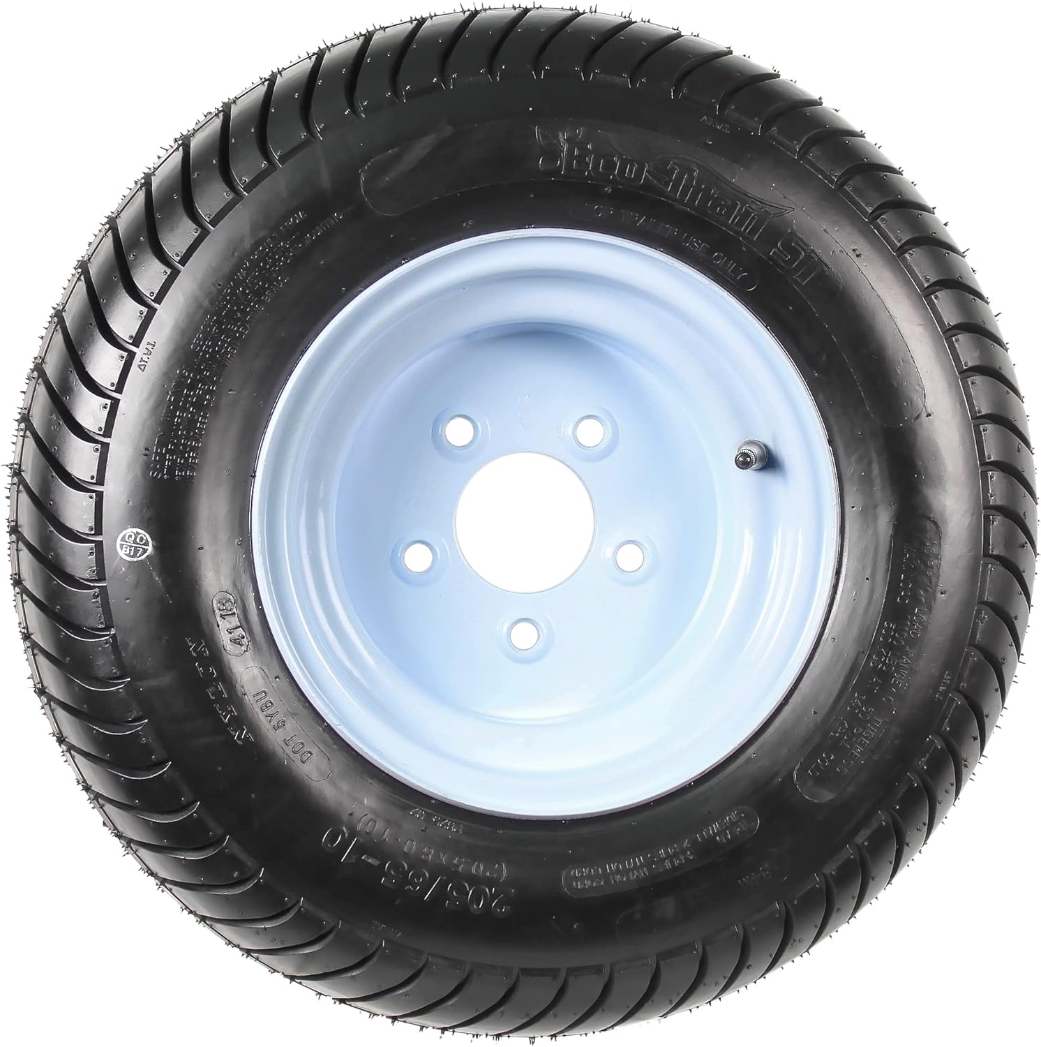 Trailer Tire On Rim 20.5 8 10 205/65-10 20.5X8.0-10 5 Lug Range E Wheel White