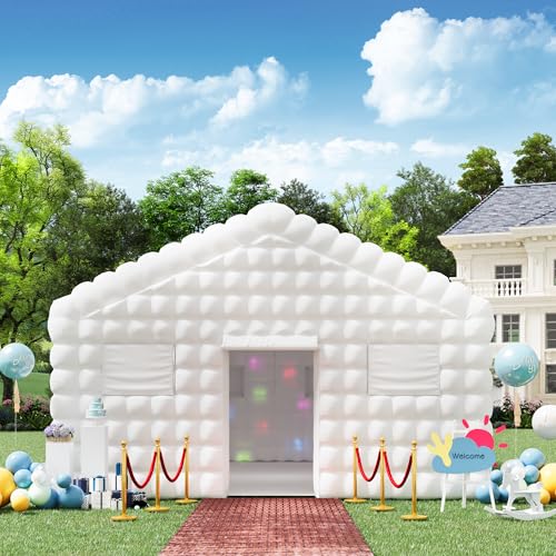 EROMMY 20x16.5x12 FT Large Black Inflatable Nightclub, Blow Up Party Tent Portable with 950W Blower