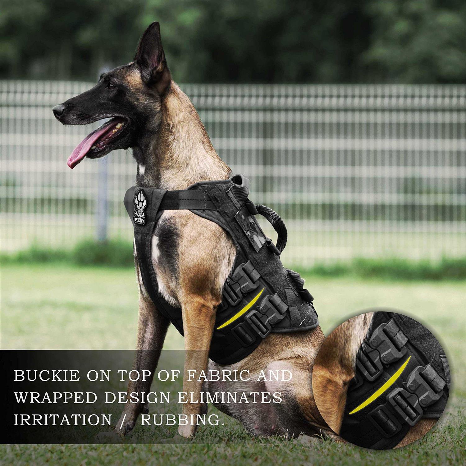 PETAC GEAR Tactical Dog Harness K9 Dog Training Vest Adjustable Padded Police Service Dog Working MOLLE Vests for Large Medium Dogs Mals GSD Lab