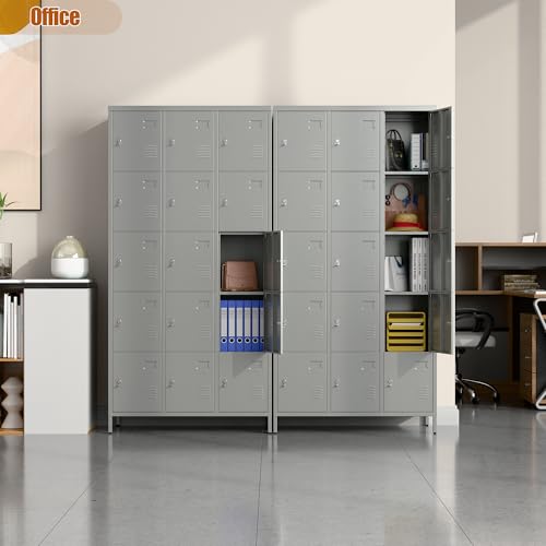 6 Door Metal Storage Locker 18 Hooks,Metal Locker for Employees with Lock for School Garage Office Gym Bedroom,Assembly Required