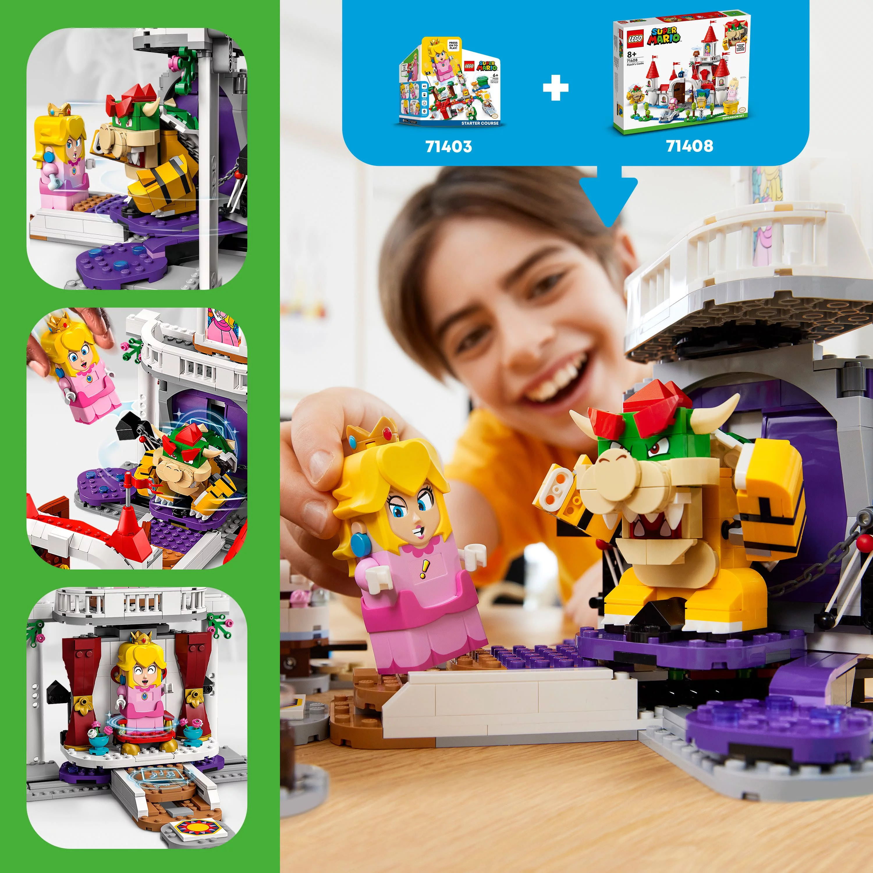LEGO Super Mario Peach’s Castle Expansion Set 71408, Buildable Game Toy, Gifts for Kids Aged 8 Plus with Time Block plus Bowser and Toadette Figures