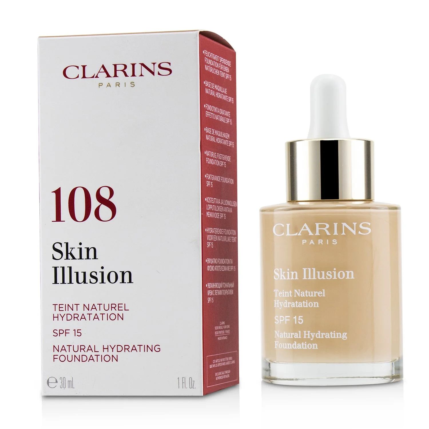 Clarins Skin Illusion Natural Hydrating Foundation SPF 15 # 105 Nude  30ml/1oz