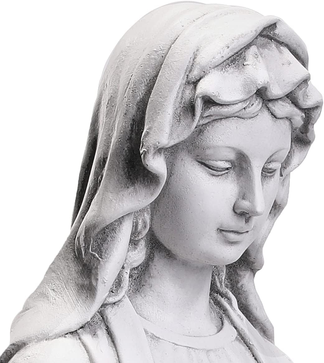 Virgin Mary Statue 29.9” Tall Religious Large Garden Statue Art Décor Blessed Mother Outdoor Statues for Garden in Magnesium Oxide Stone for Garden