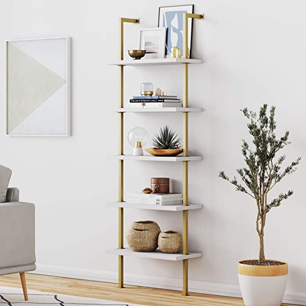 Nathan James Enloe Modern Storage, Free Standing Accent Cabinet with Doors in a Rustic Fir Wood Finish Powder-coated Metal Base for Hallway