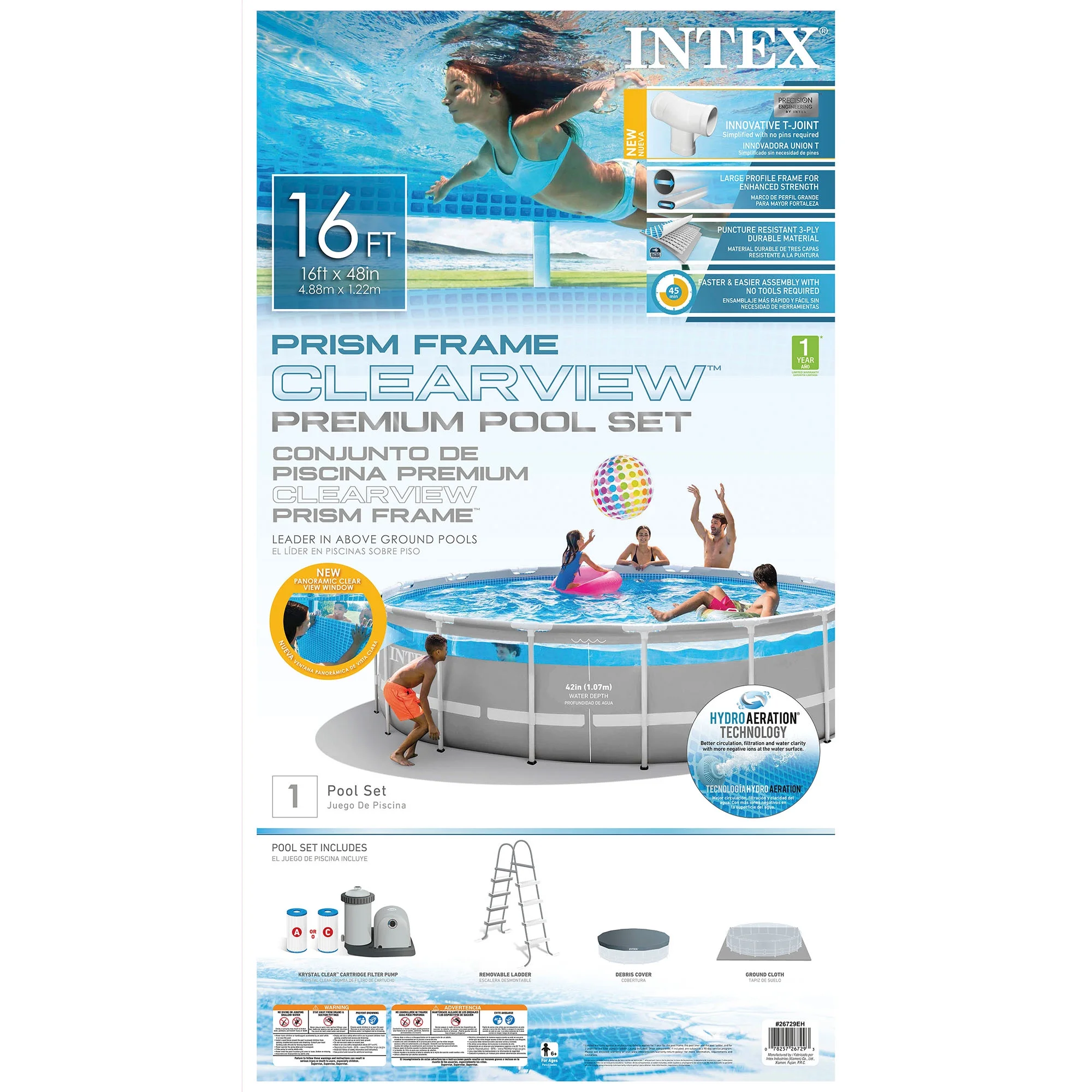Intex 26729EH 16ft x 48in Prism Above Ground Swimming Pool Set
