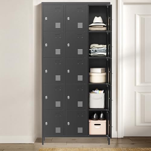6 Doors Metal Lockers for Employees 72" H Storage Cabinet Lockable Locker with Shelves Steel Storage Locker for Gym School Office Home Requires