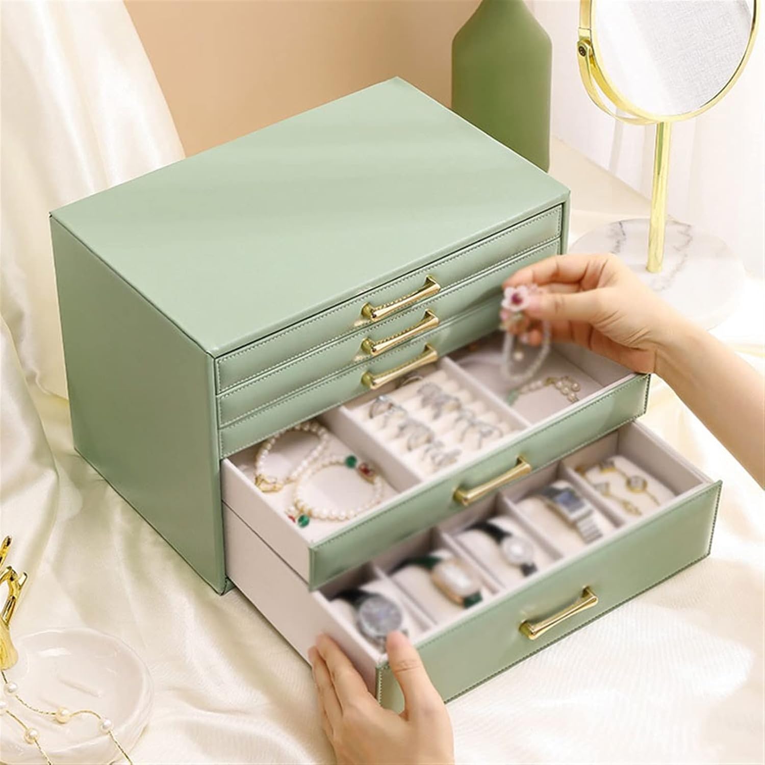 Gerrit ABNNHK Jewelry Box Ring Necklace Watch Jewelry Storage Box High-grade High-capacity PU Leather Jewelry Box Jewelry Storage Jewelry Organizer
